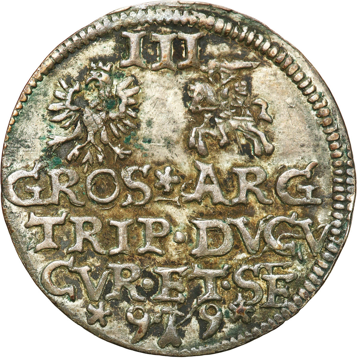 Kurlandia. Wilhelm. Trojak (3 grosze) 1599, Mitawa - RZADKOŚĆ (R3)